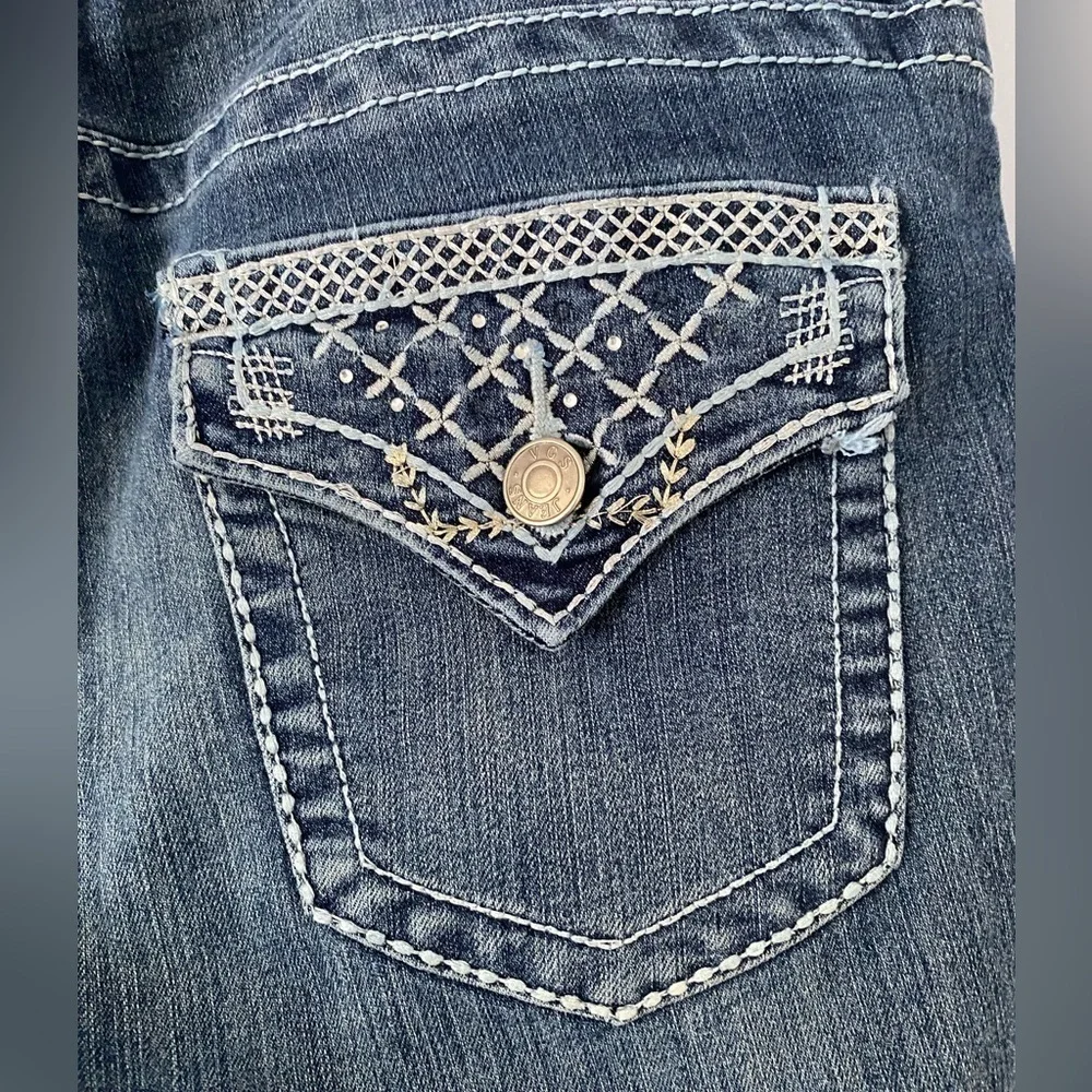 VGS Jeans Womens Size 10 Slim Boot Flap Pockets Thick Stitch Blue Denim
